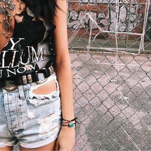 LF distressed denim shorts